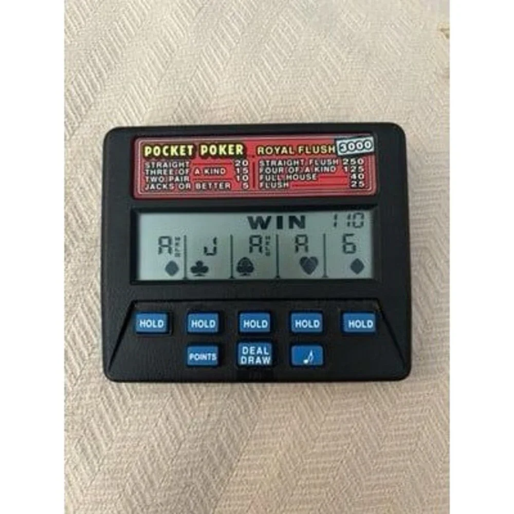 Vintage Radica Pocket Poker 5000 Model 1310 Electronic Handheld Game Works